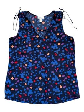 LOFT Ann Taylor Sleeveless Colourful Abstract V Neck Blouse Tank Top Size Medium